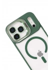 Mey İthalat®   iPhone 17 Pro Max Remim Lensli Magsafe Standlı Kapak - Koyu Yeşil