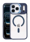Mey İthalat®   iPhone 17 Pro Max Remim Lensli Magsafe Standlı Kapak - Lacivert