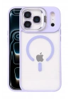 Mey İthalat®   iPhone 17 Pro Max Remim Lensli Magsafe Standlı Kapak - Lila