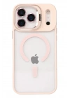 Mey İthalat®   iPhone 17 Pro Max Remim Lensli Magsafe Standlı Kapak - Pembe