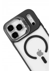 Mey İthalat®   iPhone 17 Pro Max Remim Lensli Magsafe Standlı Kapak - Siyah
