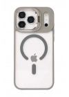 Mey İthalat®   iPhone 17 Pro Max Remim Lensli Magsafe Standlı Kapak - Titan Gri