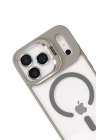 Mey İthalat®   iPhone 17 Pro Max Remim Lensli Magsafe Standlı Kapak - Titan Gri