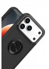 Mey İthalat®   iPhone 17 Pro Montreal Yüzüklü Silikon Kapak - Siyah