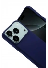 Mey İthalat®   iPhone 17 Pro Nano içi Kadife Silikon - Lacivert