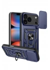 Mey İthalat®   iPhone 17 Pro Pars Lens Yüzüklü Silikon - Lacivert
