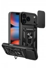 Mey İthalat®   iPhone 17 Pro Pars Lens Yüzüklü Silikon - Siyah