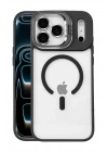 Mey İthalat®   iPhone 17 Pro Remim Lensli Magsafe Standlı Kapak - Siyah