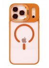 Mey İthalat®   iPhone 17 Pro Remim Lensli Magsafe Standlı Kapak - Turuncu