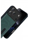 Mey İthalat®   iPhone 17 Pro Sara Kartvizitli Deri Kılıf - Yeşil