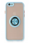 Mey İthalat®  iPhone 6 Kılıf Montreal Yüzüklü Silikon Kapak - Buz Mavi