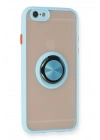 Mey İthalat®  iPhone 6 Kılıf Montreal Yüzüklü Silikon Kapak - Buz Mavi