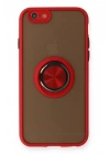 Mey İthalat®  iPhone 6 Kılıf Montreal Yüzüklü Silikon Kapak - Kırmızı