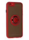 Mey İthalat®  iPhone 6 Kılıf Montreal Yüzüklü Silikon Kapak - Kırmızı