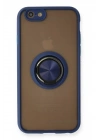 Mey İthalat®  iPhone 6 Kılıf Montreal Yüzüklü Silikon Kapak - Lacivert