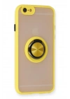 Mey İthalat®  iPhone 6 Kılıf Montreal Yüzüklü Silikon Kapak - Sarı