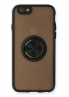 Mey İthalat®  iPhone 6 Kılıf Montreal Yüzüklü Silikon Kapak - Siyah