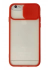 Mey İthalat®  iPhone 6 Kılıf Palm Buzlu Kamera Sürgülü Silikon - Kırmızı