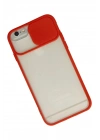 Mey İthalat®  iPhone 6 Kılıf Palm Buzlu Kamera Sürgülü Silikon - Kırmızı