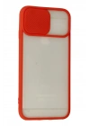 Mey İthalat®  iPhone 6 Kılıf Palm Buzlu Kamera Sürgülü Silikon - Kırmızı