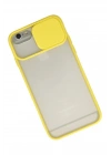 Mey İthalat®  iPhone 6 Kılıf Palm Buzlu Kamera Sürgülü Silikon - Sarı