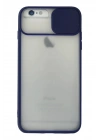 Mey İthalat®  iPhone 6 Plus Kılıf Palm Buzlu Kamera Sürgülü Silikon - Lacivert