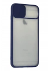 Mey İthalat®  iPhone 6 Plus Kılıf Palm Buzlu Kamera Sürgülü Silikon - Lacivert