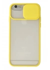 Mey İthalat®  iPhone 6 Plus Kılıf Palm Buzlu Kamera Sürgülü Silikon - Sarı