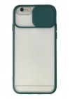 Mey İthalat®  iPhone 6 Plus Kılıf Palm Buzlu Kamera Sürgülü Silikon - Yeşil