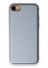 Mey İthalat®  iPhone 7 Kılıf Coco Deri Silikon Kapak - Açık Mavi