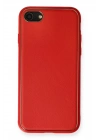 Mey İthalat®  iPhone 7 Kılıf Coco Deri Silikon Kapak - Kırmızı