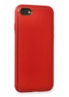 Mey İthalat®  iPhone 7 Kılıf Coco Deri Silikon Kapak - Kırmızı
