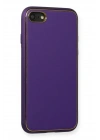 Mey İthalat®  iPhone 7 Kılıf Coco Deri Silikon Kapak - Mor