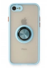 Mey İthalat®  iPhone 7 Kılıf Montreal Yüzüklü Silikon Kapak - Buz Mavi