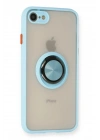 Mey İthalat®  iPhone 7 Kılıf Montreal Yüzüklü Silikon Kapak - Buz Mavi