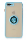 Mey İthalat®  iPhone 7 Plus Kılıf Montreal Yüzüklü Silikon Kapak - Buz Mavi
