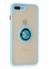 Mey İthalat®  iPhone 7 Plus Kılıf Montreal Yüzüklü Silikon Kapak - Buz Mavi