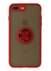 Mey İthalat®  iPhone 7 Plus Kılıf Montreal Yüzüklü Silikon Kapak - Kırmızı
