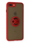 Mey İthalat®  iPhone 7 Plus Kılıf Montreal Yüzüklü Silikon Kapak - Kırmızı