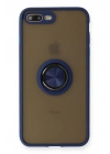 Mey İthalat®  iPhone 7 Plus Kılıf Montreal Yüzüklü Silikon Kapak - Lacivert
