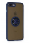 Mey İthalat®  iPhone 7 Plus Kılıf Montreal Yüzüklü Silikon Kapak - Lacivert