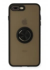 Mey İthalat®  iPhone 7 Plus Kılıf Montreal Yüzüklü Silikon Kapak - Siyah