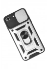 Mey İthalat®  iPhone 7 Plus Kılıf Pars Lens Yüzüklü Silikon - Gümüş