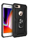 Mey İthalat®  iPhone 7 Plus Kılıf Sofya Yüzüklü Silikon Kapak - Siyah