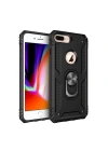 Mey İthalat®  iPhone 7 Plus Kılıf Sofya Yüzüklü Silikon Kapak - Siyah