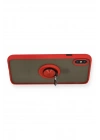 Mey İthalat®  iPhone X Kılıf Montreal Yüzüklü Silikon Kapak - Kırmızı