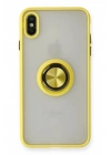Mey İthalat®  iPhone X Kılıf Montreal Yüzüklü Silikon Kapak - Sarı