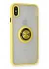 Mey İthalat®  iPhone X Kılıf Montreal Yüzüklü Silikon Kapak - Sarı