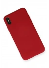Mey İthalat®  iPhone X Kılıf Nano içi Kadife Silikon - Kırmızı