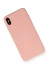 Mey İthalat®  iPhone X Kılıf Nano içi Kadife Silikon - Pudra